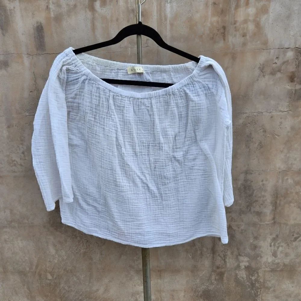 Stark X Off shoulder white gauze top